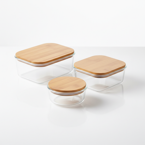 Conjunto de 3 Recipientes de Vidro Herméticos